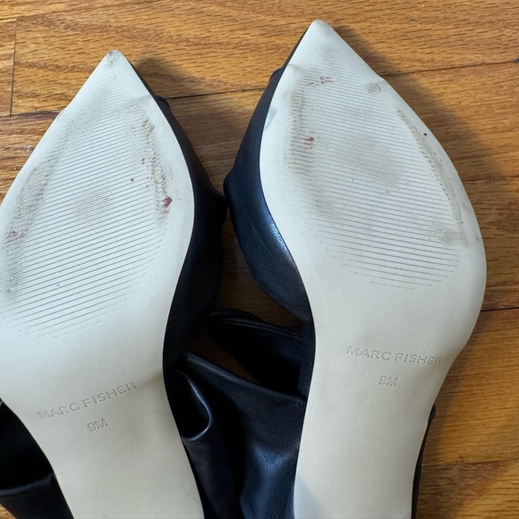 Marc Fisher Heaton Black Pointed-Toe Mule Heels 9M - Picture 6 of 7